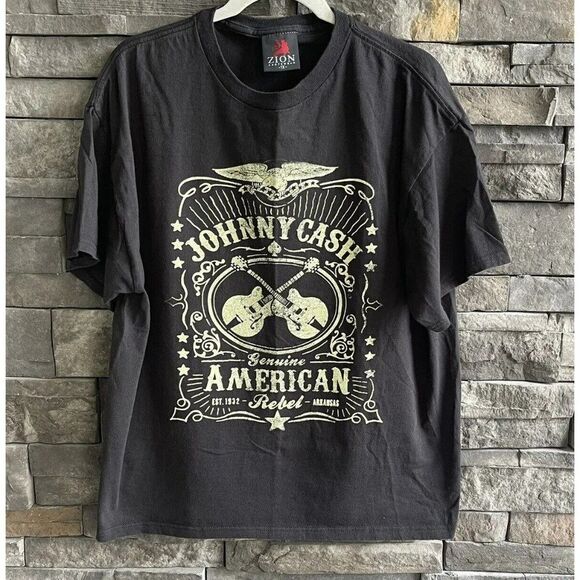 Zion Rootswear Black Johnny Cash American Rebel Graphic T Shirt Size‎ XL - Picture 1 of 4